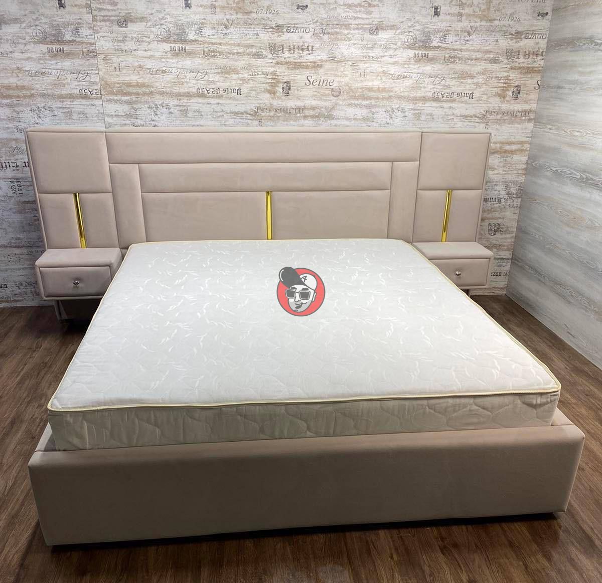 Мʼяке ліжко з тумбами підвісними і підйомним механізмом