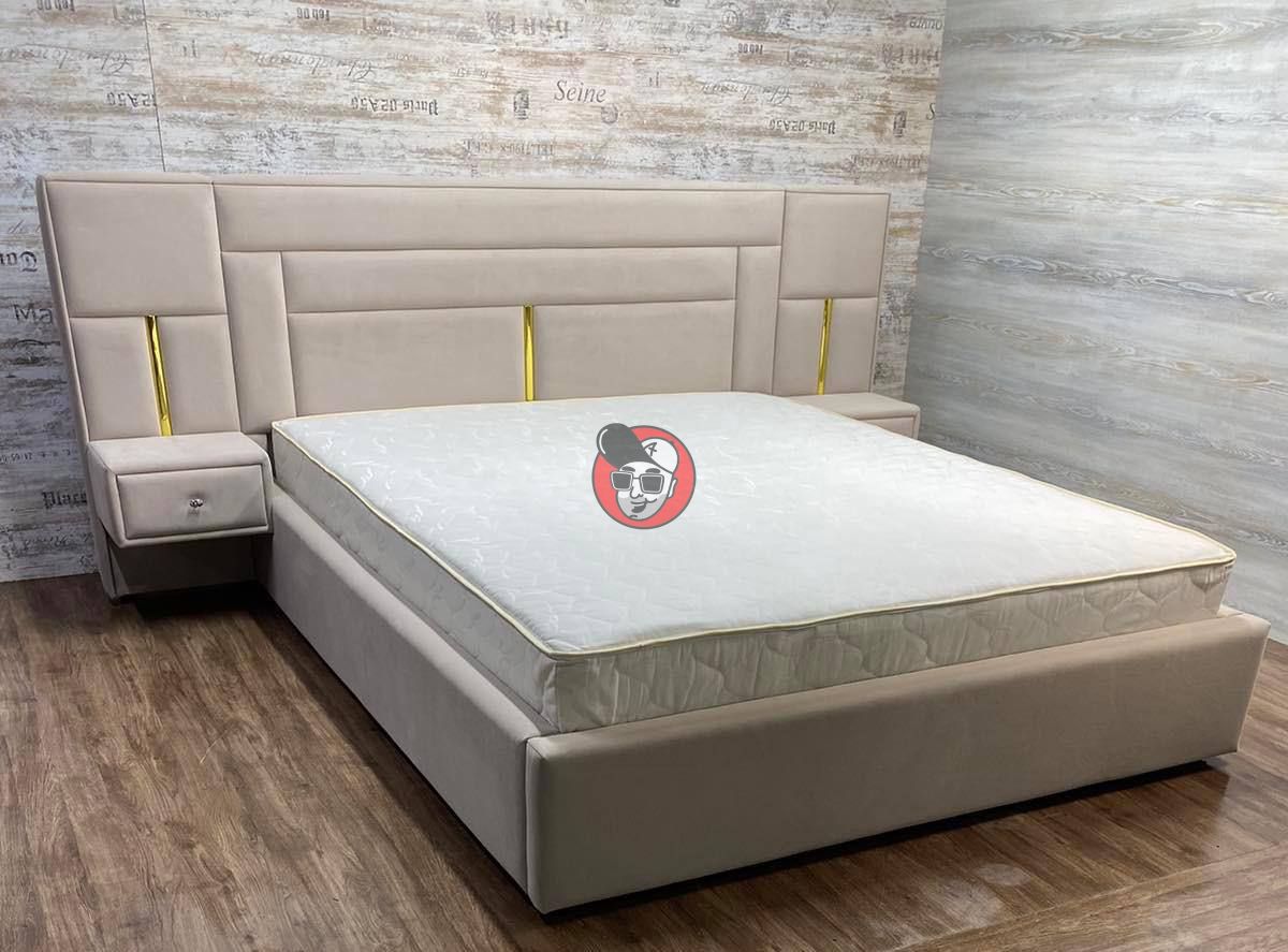 Мʼяке ліжко з тумбами підвісними і підйомним механізмом