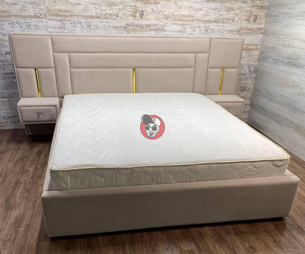 Мʼяке ліжко з тумбами підвісними і підйомним механізмом