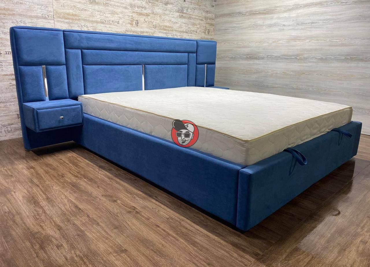 Мʼяке ліжко з тумбами підвісними і підйомним механізмом